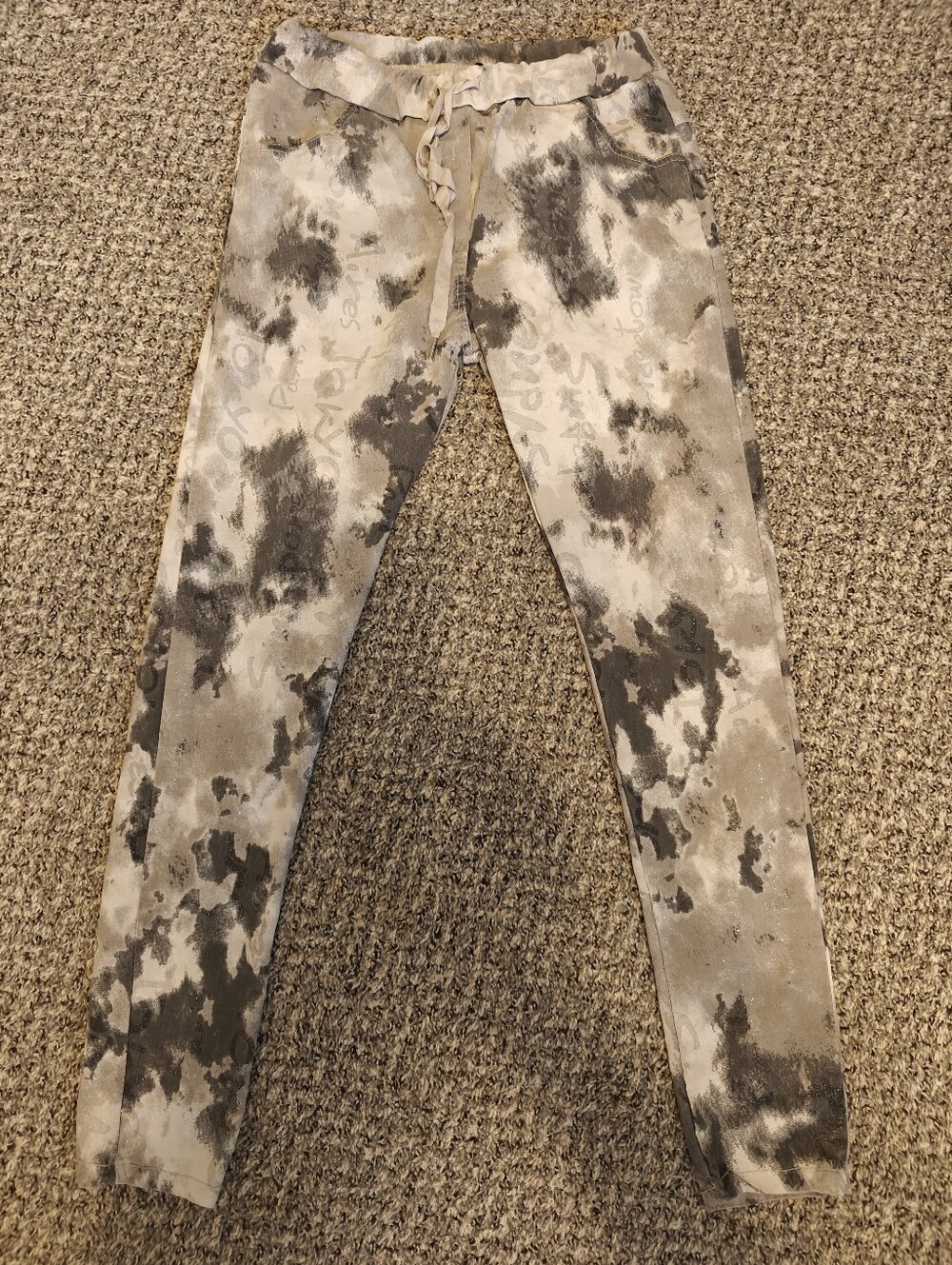 Graffiti Art Jogger Pants Sz.M Pockets Venti6 Gray Sparkle Unisex